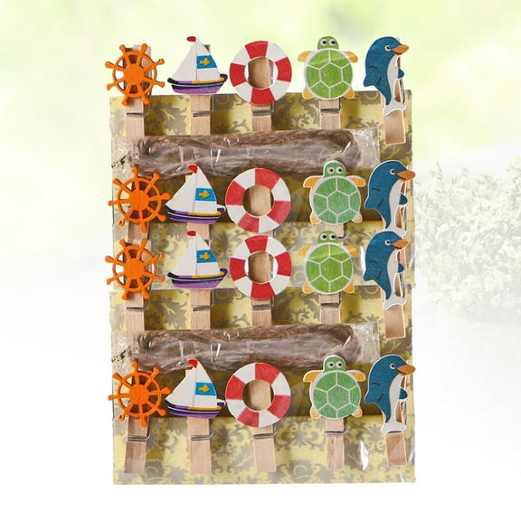 HOMEMAXS Assorted Color Photo Clips with Rope Made of Plastic for Hanging Photos and Cards 50 Pieces