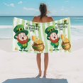 thumbnail image 2 of Happy St. Patrick's Day Beach Towels Blanket Soft&Absorbent Quick Dry Microfiber Beer Leprechauns Golds Pool Towels for Swimming ,Yoga, Sports, Gym, Camping,Large 30X60in, Green Stripes, 2 of 8