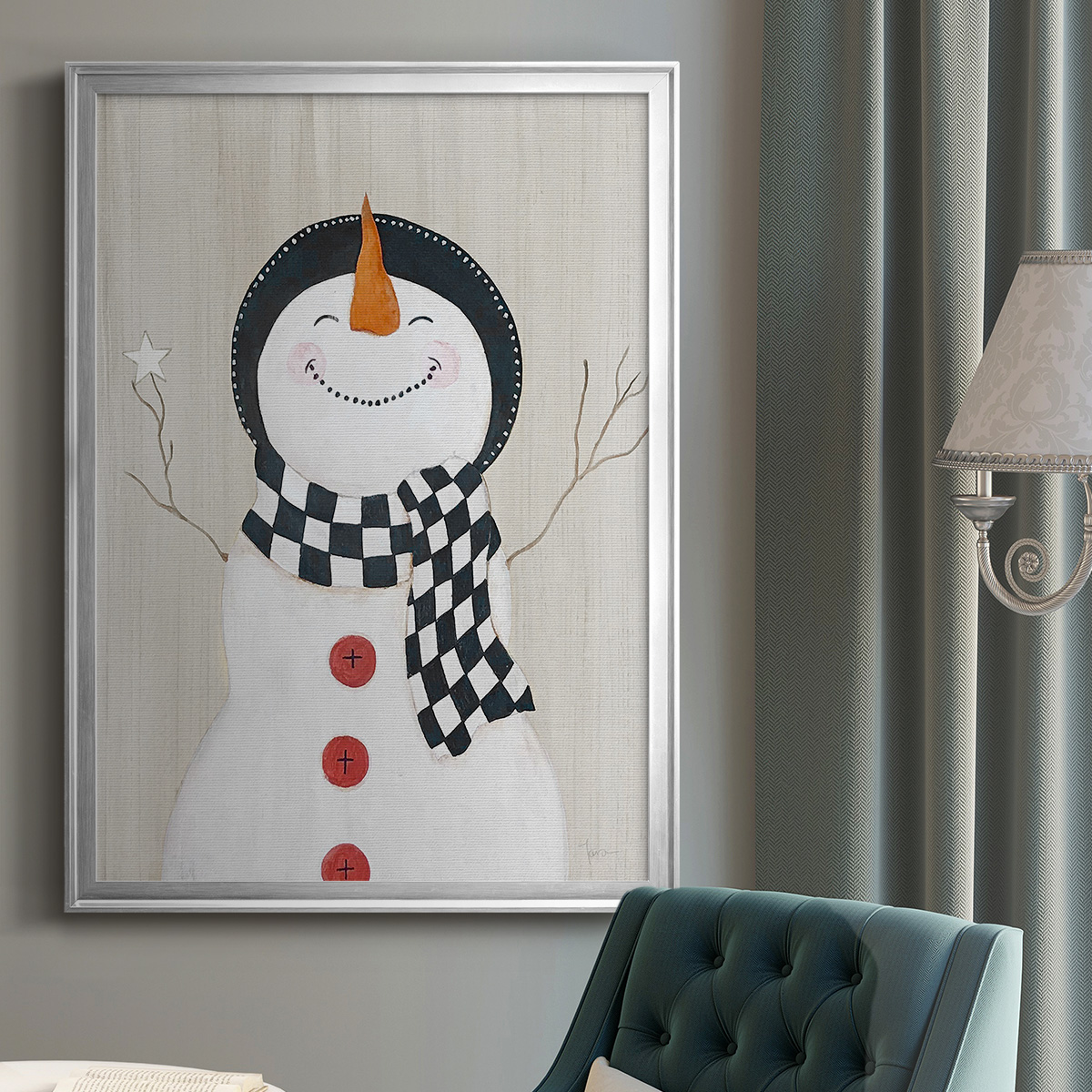 Festive Snowman II Premium Classic Framed Print - Ready to Hang