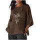 thumbnail image 3 of TaTaai Women Casual Loose Imitation Linen Blouses 3/4 Sleeve Round Neck Oversized Pocket Lightweight Breathable Summer Daily Tops Gift, 3 of 6