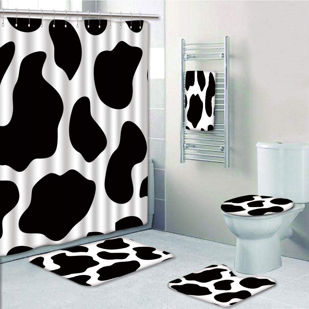 PRTAU Cow Hide of a Cow with Spots Abstract Plain Barnyard Life 5 Piece