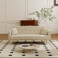 thumbnail image 2 of Convertible Sleeper Sofa, 72 Inch Foldable Sofa Bed with Tufted Back, Velvet Upholstery & 3-Position Adjustable Backrest for Small Spaces & Guest Room, Beige, 2 of 7