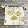 thumbnail image 3 of Ambesonne Yellow Flower Quilted Bedspread Set 3 Pcs, Hand Drawn Botany, King Size, Pale Yellow Black, 3 of 3