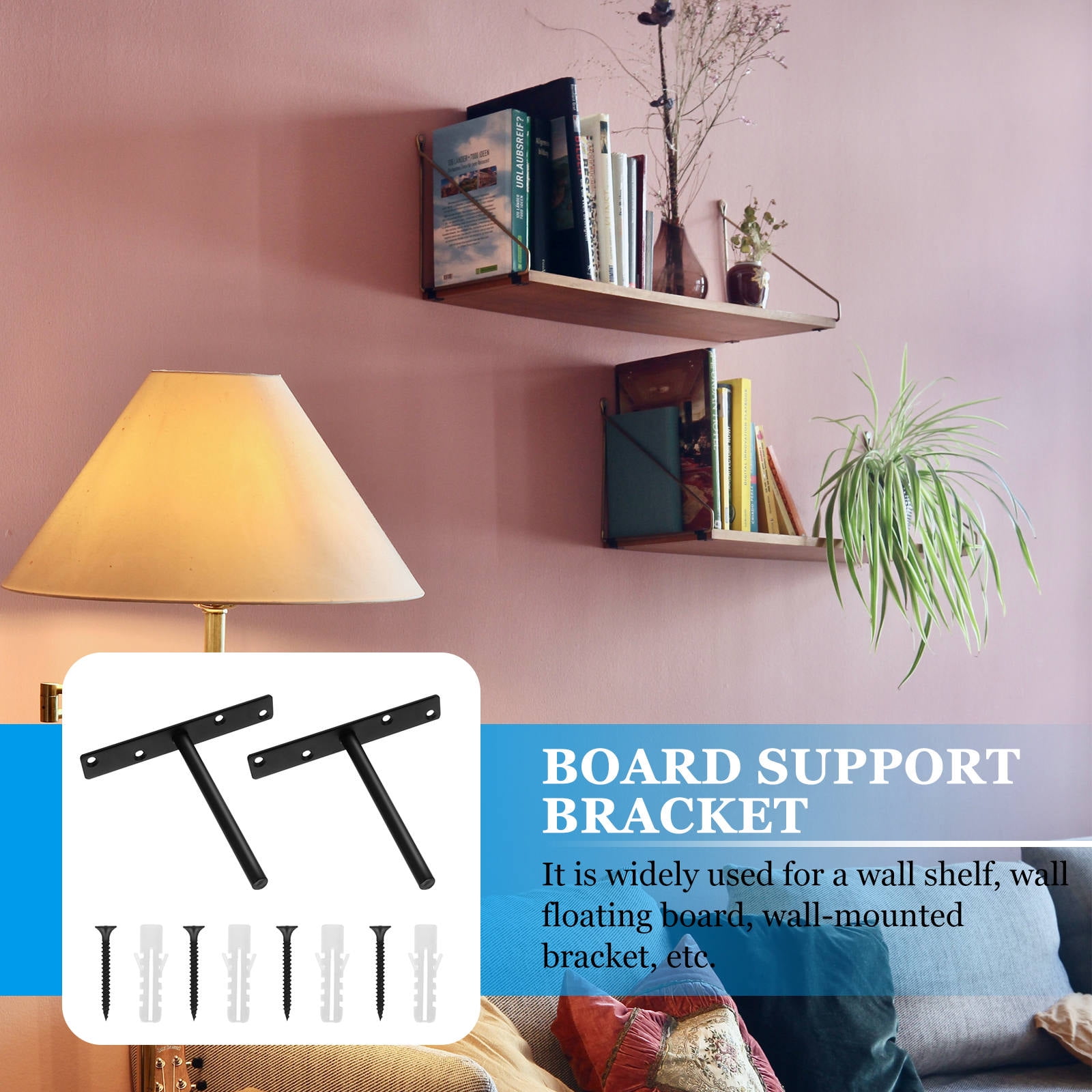 YSNOOWE 4Sets Heavy Duty Wall Mounted Shelf Support Black