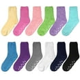 thumbnail image 2 of 12 Pairs Fuzzy Socks Womens Girls Microfiber Cozy Soft Warm Fluffy Non-Skid Anti-Slip Gripper Bottom Slipper Socks for Home Hospital and Travel Solid Color, 2 of 7