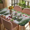 thumbnail image 3 of Grey Christmas Table Cloths for 6 Foot Rectangle Tables, Xmas Tree Ball Snowflake Winter Gifts Patio Waterproof Elastic Fitted Tablecloths, Washable Rectangular Table Cover for Camping, 3 of 8