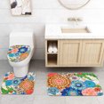 thumbnail image 2 of FRAMICS Boho Floral Shower Curtain Sets with Rugs, 16 Pcs Colorful Flower Bathroom Sets, Waterproof Fabric Bathroom Curtain Decor with Hooks, 2 of 10
