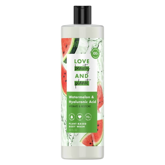 Love Beauty and Planet Jabón corporal a base de plantas hidrata y restaura la piel Sandía y ácido hialurónico Hecho con limpiadores a base de plantas e ingredientes para el cuidado de la piel biodeg