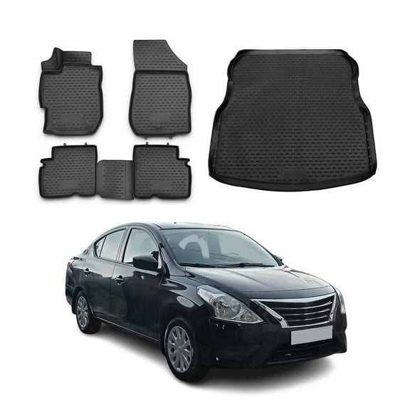 Custom Floor Mats & Cargo Liners for Nissan Versa 2012-2019 Black 5 Pcs