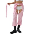 thumbnail image 3 of Wangsaura Women?s Solid Color High Waist Crotchless Trousers with Chain  Belt, 3 of 9
