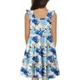 thumbnail image 4 of KISSMODA Girls Casual Smocked Dress Square Neck Puff Short Sleeve Ruffle Dresses 4-13 Years, 4 of 4