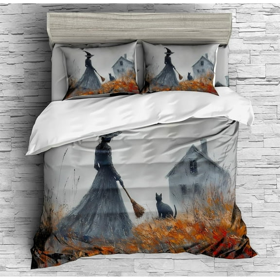 REALIN Colorful Retro Witch Print Duvet Cover Set Mystic Witch Art Bedding Girl Boy Kids Bed Sets 3/4PCS Quilt Covers/Sheets/Pillow Shams,Twin/Full/Queen/King