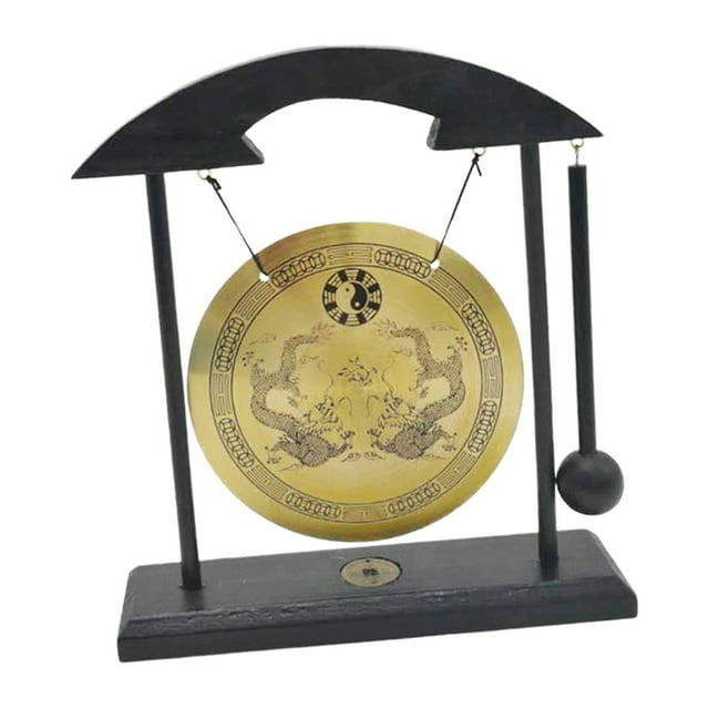 veasfak Gong Ornament Brass Desktop Gong Feng Shui Wind Chimes Desk Bell Gongs Bells for B