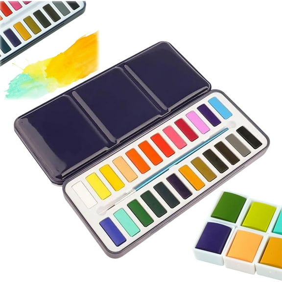 Watercolor Paint Set, 12/18/24/36 Vibrant Colors Watercolor Palette, Watercolors Palette, Watercolor Paints with Brush, Mini Portable Travel Watercolor Set Kids, Student and Beginners