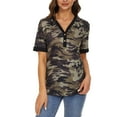 thumbnail image 1 of Moda Mujer Casual Primavera Manga corta Impreso Escote en V Botón Color Contraste Camiseta Blusa Fridja gope4923, 1 of 6