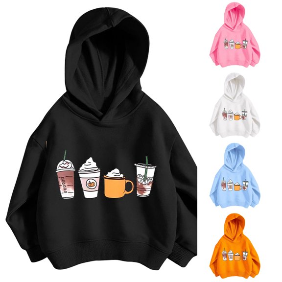 Byoo Toddler Girl's Graphic Print Hoodie Long Sleeve Fall Hooded Sweatshirt Casual School Hoodie,Black