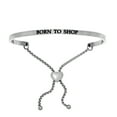 thumbnail image 1 of Intuitions Stainless Steel BORN TO SHOP Diamond Accent Adjustable Bracelet, 1 of 1