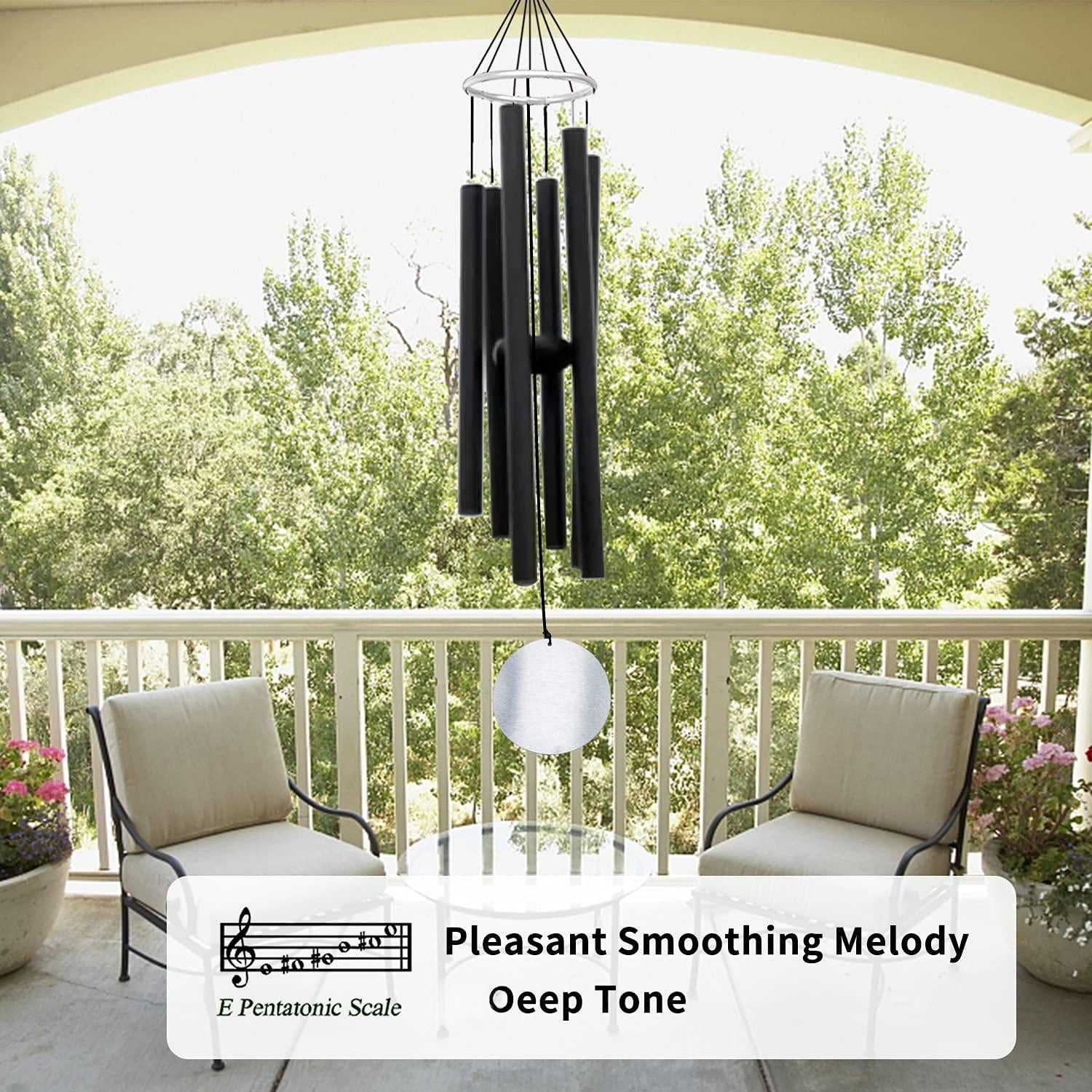 Wind Chimes Outdoor Large Deep Tone 36 Inch For Outside Tuned Relaxing Soothing Low Bass Memorial Windchimes Sympathy Mom Dad Black