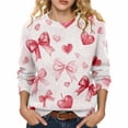 thumbnail image 5 of VISALY Valentines Day Sweaters Love Print Heart Sweater with Bow Oversize Sweaters Trendy Fashion Sweaters Oversize Sweaters Trendy Casual Sweaters Trendy Basic Sweaters Casual Sweater Hot Pink L, 5 of 9