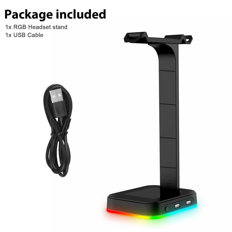 RGB Headphone Stand Gaming Headset Holder, TSV LED Headset Hanger Earphone  Display Rack, Desktop Gaming Headphones Accessories for Gamer, Black