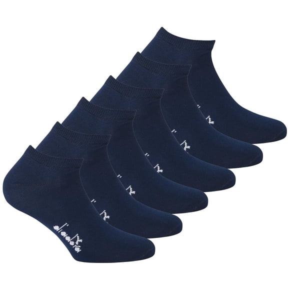 Diadora Calcetines de Deporte Unisex, Paquete de 6 - Calcetines Deportivos, Algodón Mercerizado, Logotipo, color sólido Azul oscuro 39-42