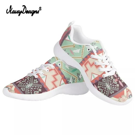

Noisydesigns Ethnic Tribal Native Aztec Print Shoes Women Luxury Brand Autumn Ladies Shoes Breathable Lace-Up Casual Flats Shoes