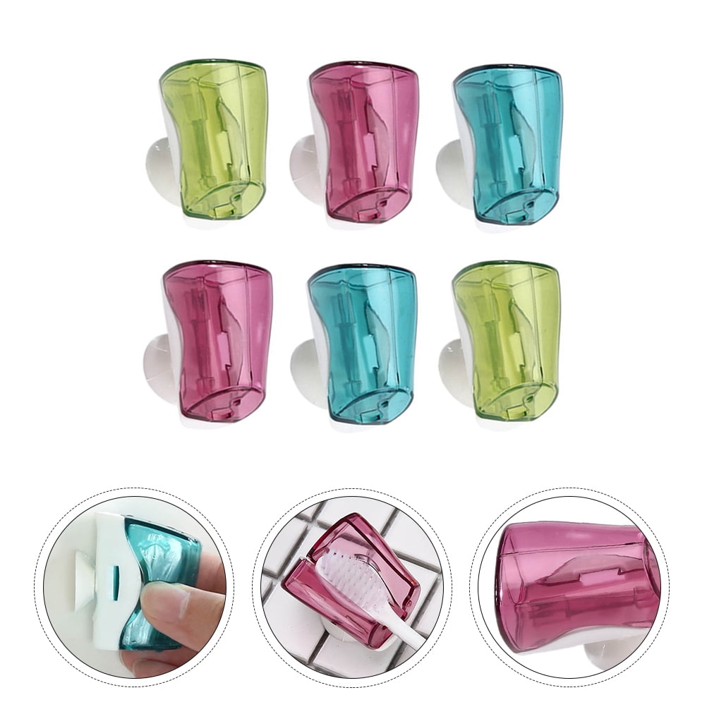 6Pcs Home Bathroom Wall Toothbrush Stand Suction Cup Design Toothbrush Holder