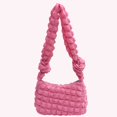 thumbnail image 4 of 5850 Nicho A Cuadros Seersucker Plisado Temperamento Nube Un Hombro Axila Bolso Mujer (rojo Rosa) Rosa Rojo, 4 of 9