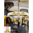 thumbnail image 5 of Outdoor Tablecloth with Umbrella Hole for Patio/Picnic/Party/Camping, Gnomes Sunflowers Waterproof Table Cloth Square Cover Washable, Country Yellow Floral Bees Farmhouse Wooden (54"x 54"), 5 of 8