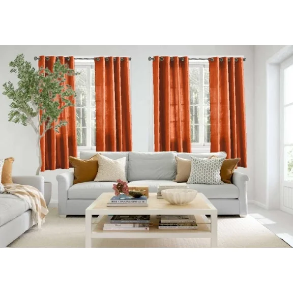 Gorgeous Home Linen 2-Panels Mira Solid Semi Sheer Window Curtain Faux Silk Bronze Grommets 55in. x 63in Each Piece