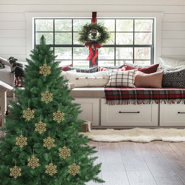 ¡Precios Rebajados!, Adornos navideños de 10 cm, copo de nieve de plástico, decoración para árbol de Navidad, copo de nieve hueco, colgante Akmoler