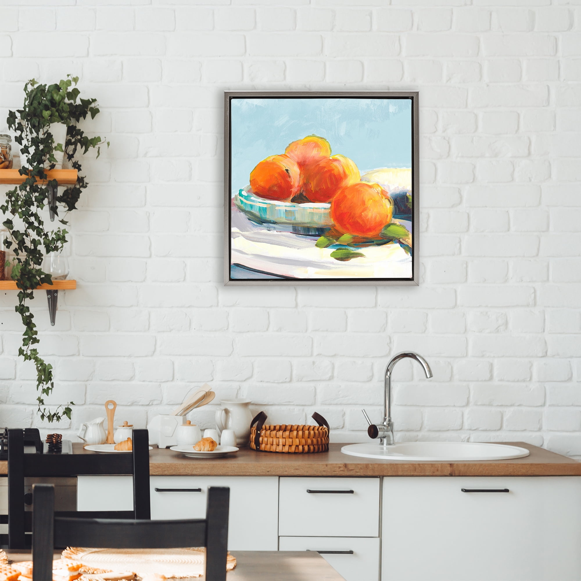 Stupell Industries Citrus Plantation Still Life Gray Framed Floater Canvas Wall Art, design by Jane Slivka