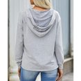 thumbnail image 4 of Sudadera informal de trabajo de manga larga, color liso, talla M, sudadera con cuello en V gris y detalle de encaje, 4 of 6