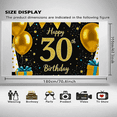 thumbnail image 3 of Glittery Gold 30th Birthday Banner with Balloons Stars Background, Party Decoration for Birthday Party Photography Props Celebrations, 3 of 7