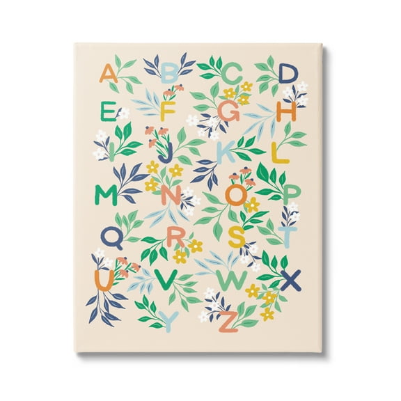 Stupell Industries Cottage Blooms Alphabet Typography Painting Gallery Wrapped Canvas Art Print Wall Art, 16 x 20