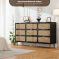 thumbnail image 6 of Rattan 9-Drawer Tall Dresser - Deep Drawers & Wide Top, Large Storage Chest for Bedroom, Living Room, Hallway & Kids Room, Black, 6 of 8