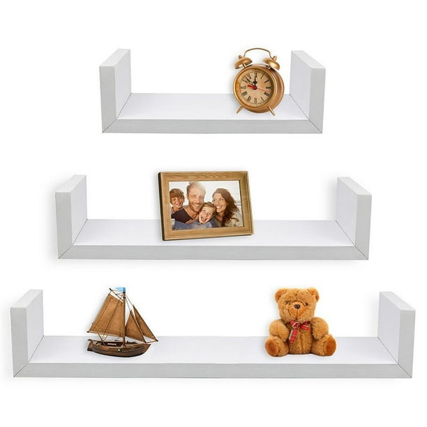 Greenco Set of 3 Floating Wall U Shelves Floating Wall Shelves
