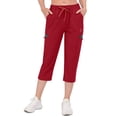 thumbnail image 4 of Little Donkey Andy Women's Ultra-Stretch Quick-Dry Capri Pants - Lightweight, Drawstring Waist, Cooling Comfort for Hiking, Travel, and Casual Wear Red S, 4 of 5
