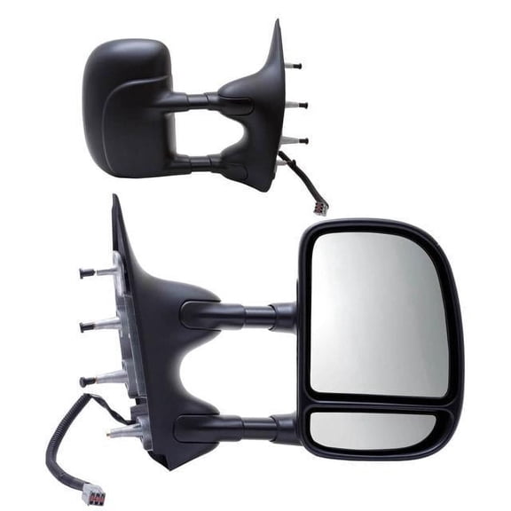 61203-04F - Fit System Towing Mirror Pair for 09-14 Ford Econoline Van, textured black, extendable, foldaway, Power