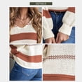 thumbnail image 4 of Sidefeel Women Plus Size Chunky Knitted Pullover Sweaters Loose Casual Winter Slouchy Striped Jumper Tops 2XL 18-20, 4 of 7