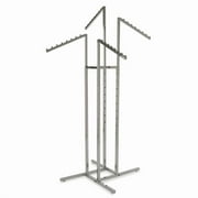 Econoco 4 Way Rack Heavy Duty Adjustable Arms Clothes Rack With Square Tubing, Metal, Chrome