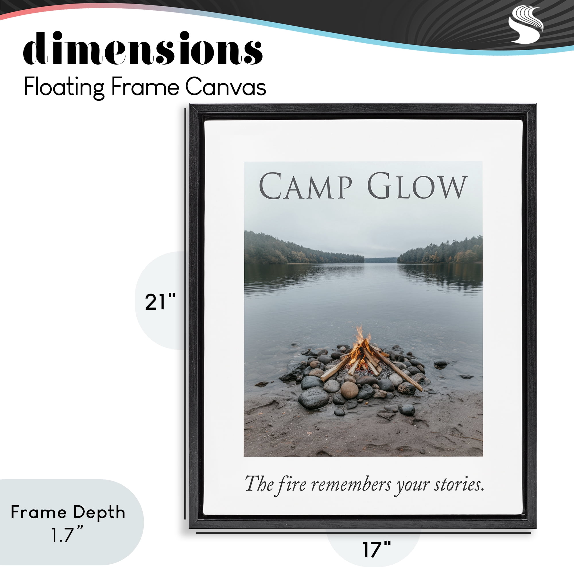 Stupell Industries Fire Remembers Your Stories Black Framed Floater Canvas Wall Art, design by A Barefoot Stylist