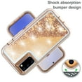 thumbnail image 6 of Compatible with Samsung Galaxy Note 20 5G Phone Case Tempered Glass Screen Protector Bling Liquid Glitter Clear Hybrid Shockproof TPU Military Grade Protective Heavy Duty Cell Cover Women Gold, 6 of 6