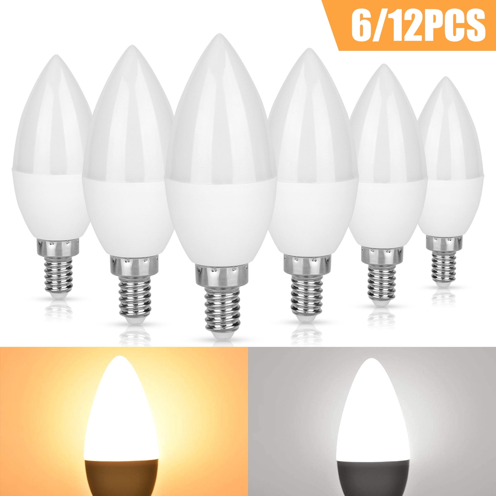 E12 LED Candelabra Light Bulbs 7W, Daylight White 5000K/ Warm White