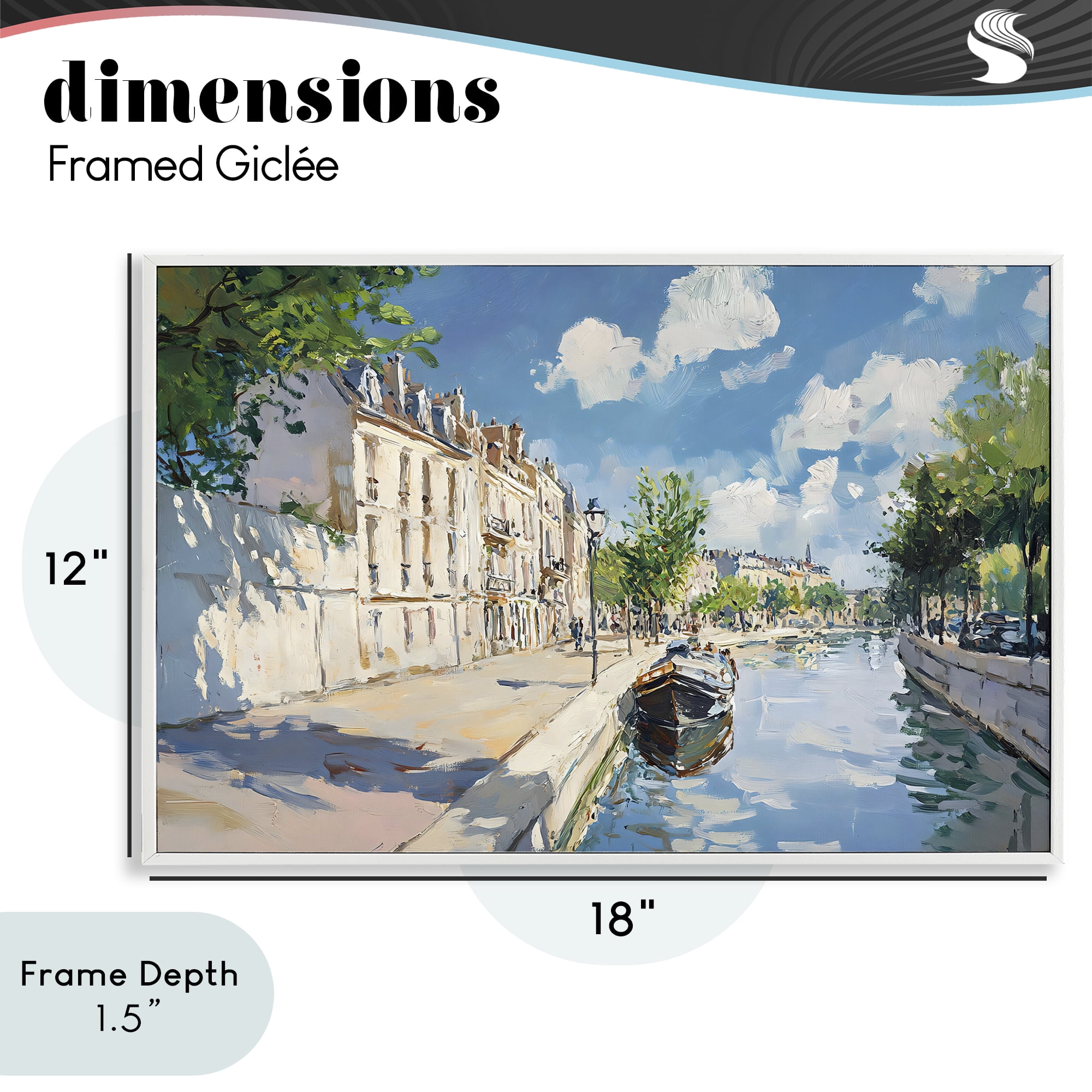 Stupell Industries Boat in Canal Summer Reflection White Framed Giclee Art, design by Creative Studio