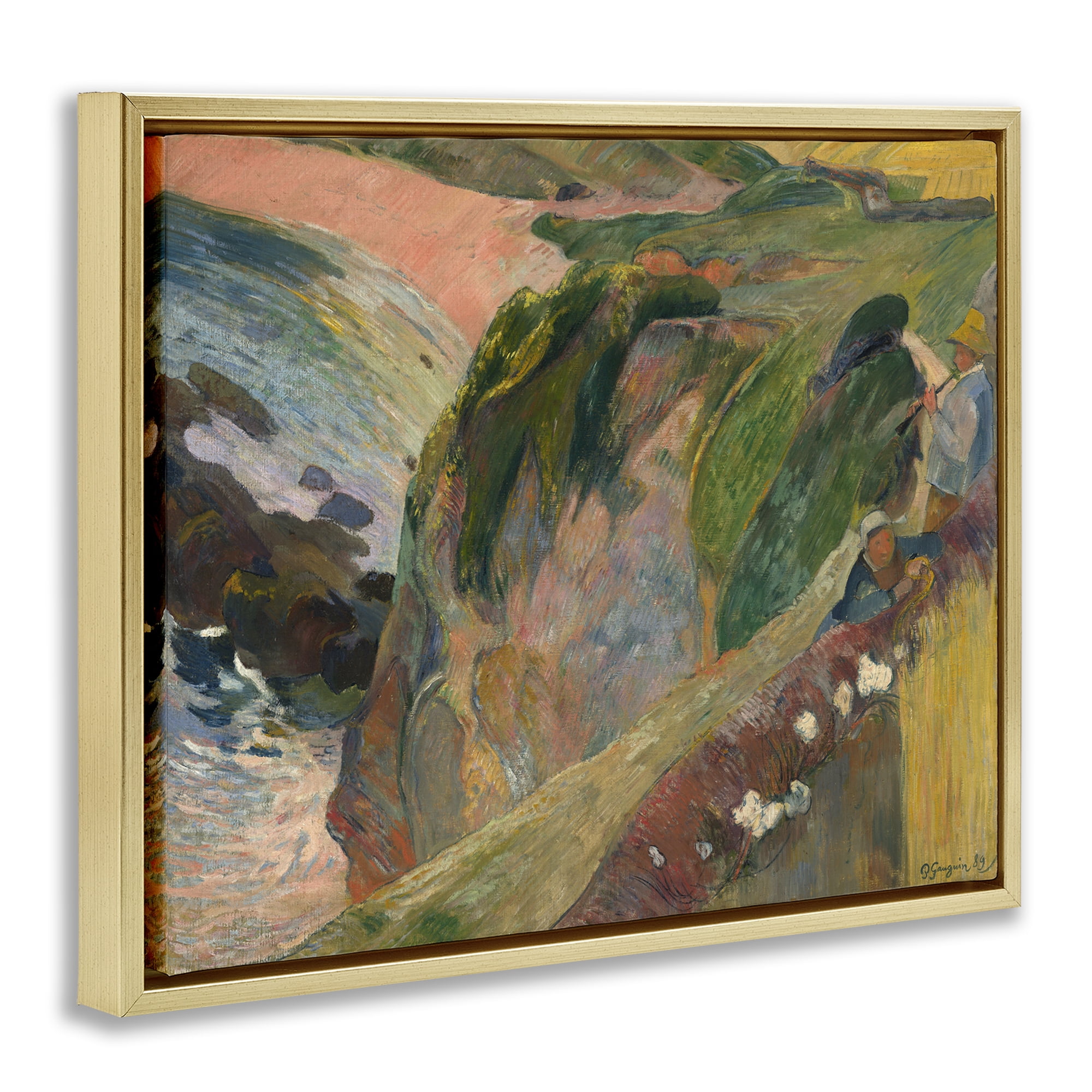 Stupell Industries Classic Gauguin Above The Sea Abstract Painting Gold Floater Framed Canvas Art Print Wall Art, 31 x 25
