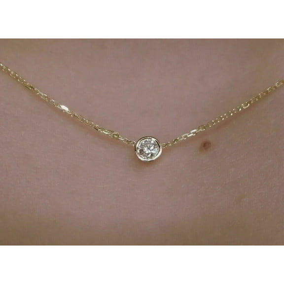 1Ct Round Cut Lab-Created Diamond Women Pendant 14K Yellow Gold Plated