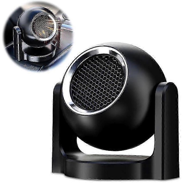Car Fan Heater, 12v 120w 2-in-1 Portable Car Heater Defroster With 360 Swivel Base, Car Windshield Defroster Black Tz