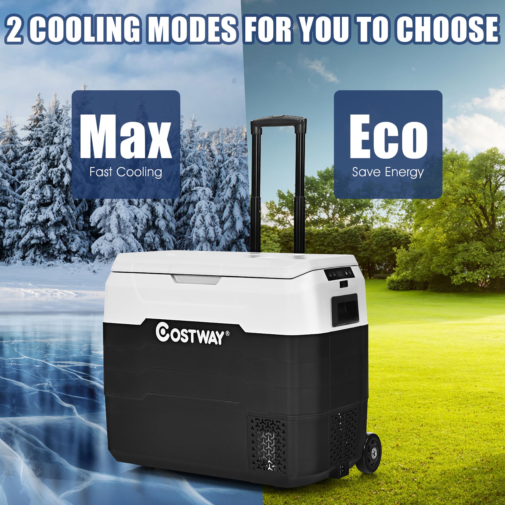 Costway 42 QT Portable Car Refrigerator Dual-Zone Car Cooler White