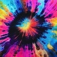 thumbnail image 6 of HAOXIT Colorful Tie Dye On Black Round Dinner Tablecloth,Washable Spill Proof Table Cloth, Table Cover for Kitchen Dining Room Party,Desk Clothes for Indoor &amp; Outdoor 46-50, 6 of 8